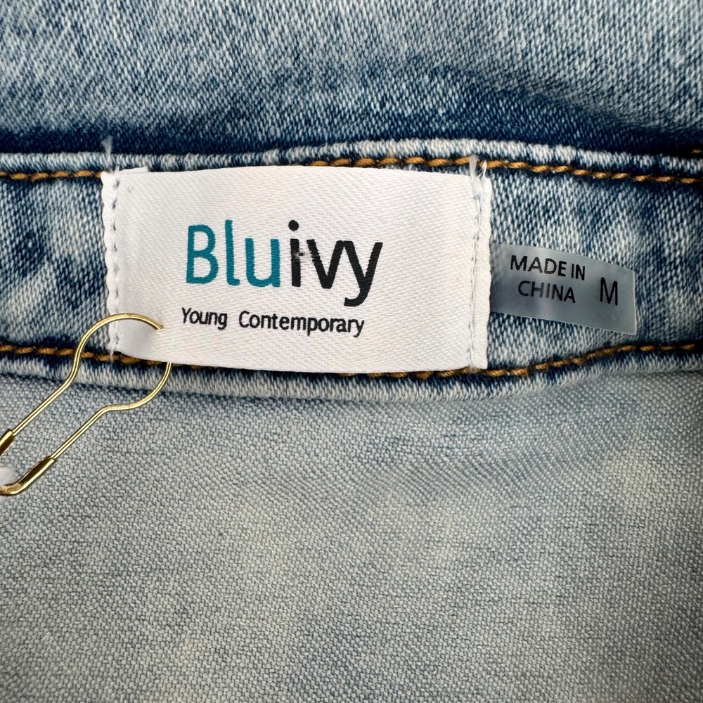 NWT Blueivy Denim Belted Sleeveless Collared Romper Women's Size M T - Picture 4 of 7